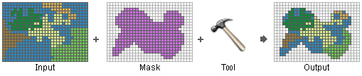 Die Maske bestimmt die Bereiche in der Analyseausdehnung, die bei der Werkzeugausführung einbezogen werden sollen