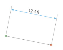 Die Bemaßungslinie einer ausgerichteten Bemaßung verläuft parallel zur Basislinie und ihre Länge stellt die wahre Entfernung zwischen den Anfangs- und Endpunkten der Bemaßung dar