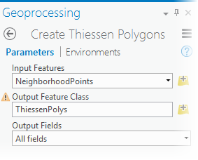 Create Thiessen Polygons tool parameters
