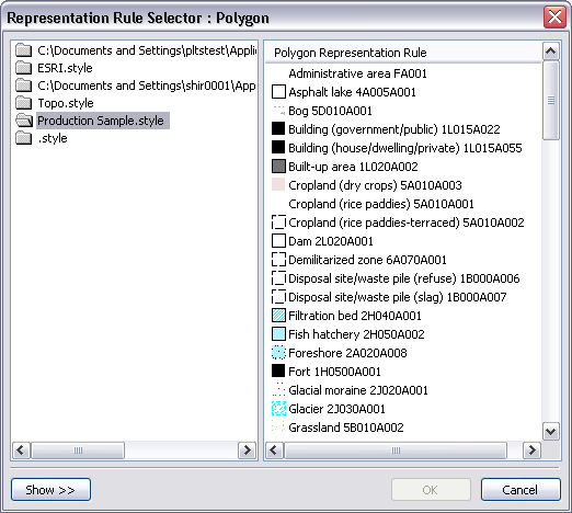 Representation Rule Selector : Polygon dialog box