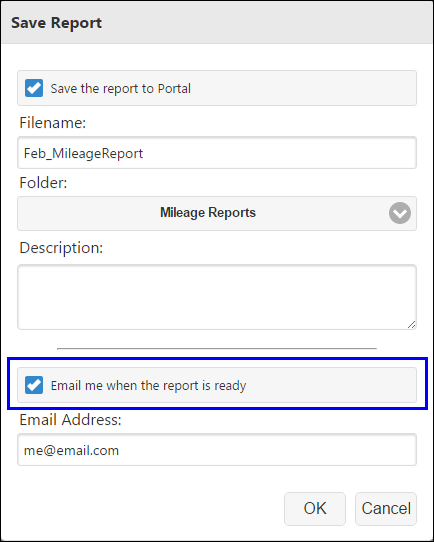 Email me when the report is ready