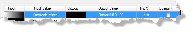 Mapping a grayscale raster to a Spot color in the Color Mapping Rules table