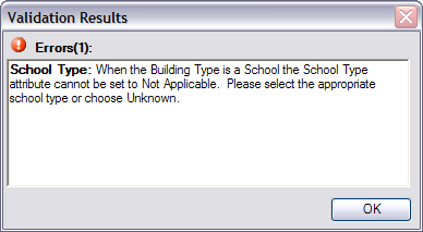 Validation error received after changing the school name