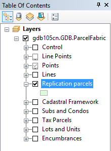 Only the first listed parcel sublayer is replicated