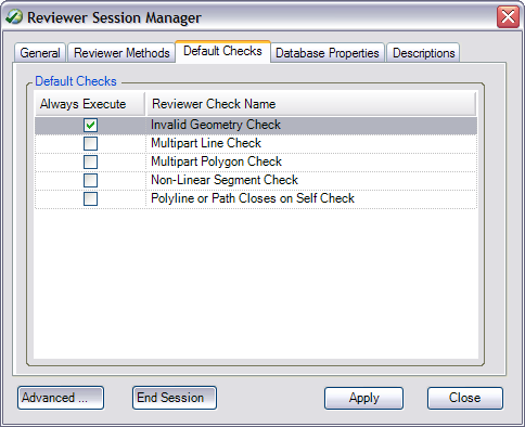 Default Checks tab Default Checks tab