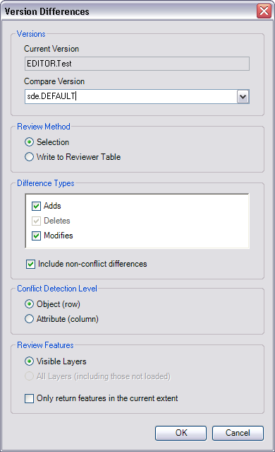 Version Differences dialog box Version Differences dialog box