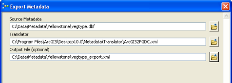 Exporte el contenido de los metadatos que se proporciona en la pestaña Descripción con el botón Exportar.