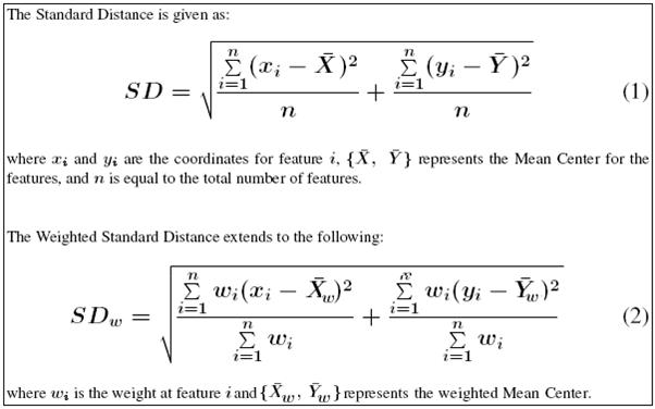 Formules mathématiques sous-jacentes à l'outil Standard Distance