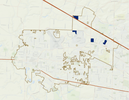 Map of four lots within a mile of a highway Map of four lots within a mile of a highway