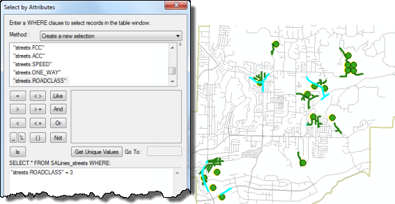 Parameters to select the major roads