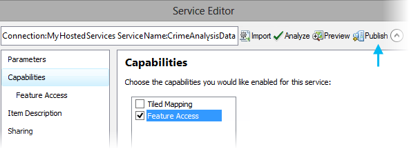 Create tiled map and feature access services