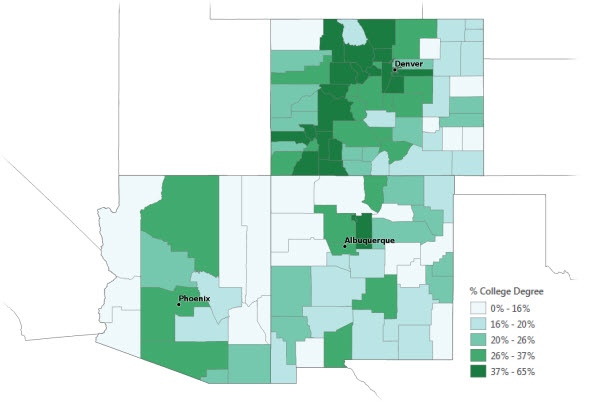 Percentage of college graduates