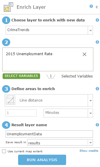 Enrich Layer tool parameters