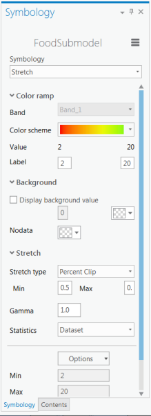 Choosing the Stretch symbology with the red-to-green color scheme