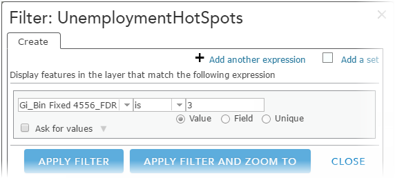 Filter the most intense unemployment hot spots