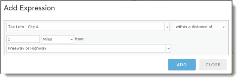 Dialog box of expression to find within a distance of