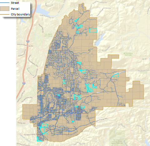 Map showing the remaining parcels included in the analysis