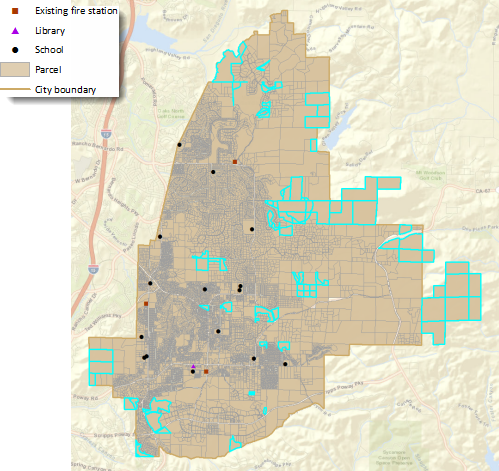 Map showing the locations of the remaining 78 parcels