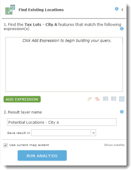 Find Existing Locations dialog box
