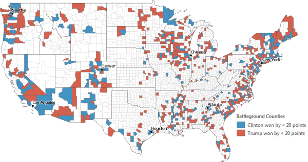 Map of battleground counties