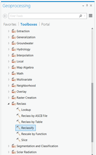 Browsing to the Reclassify tool