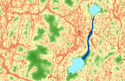 Corridor between two bobcat habitat patches