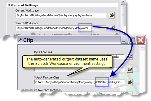 Beispiel von automatisch generierten Ausgaben mithilfe des Scratch-Workspace