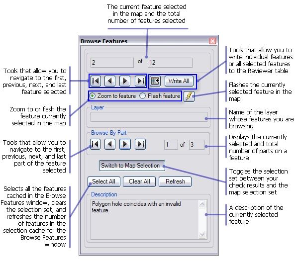 The Browse Features window