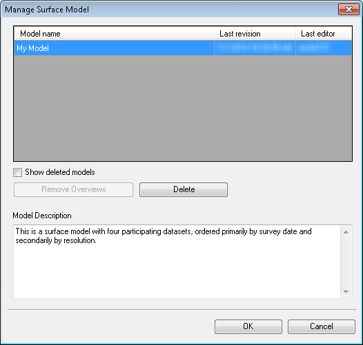 Manage Surface Model dialog box