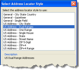 Das Dialogfeld "Style für Adressen-Locator wählen"