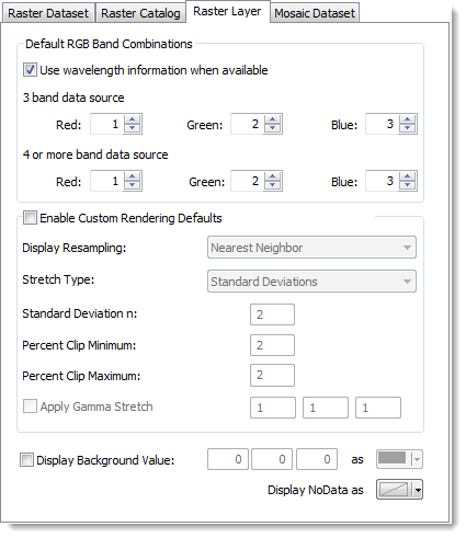 Raster-Optionen und Raster-Layer (Registerkarte)