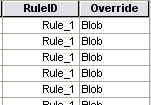Die Spalten "RuleID" und "Override" werden in der Tabelle angezeigt.