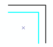 Ergebnis des Befehls "Parallel kopieren", wenn die ausgewählten Linien als eine einzige Linie behandelt werden.