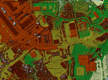 LIDAR-Daten der ersten Reflexion erstellen ein sehr detailliertes Terrain-Dataset