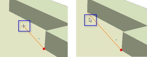 Wenn Sie in der 3D-Bearbeitungsumgebung kurz davor stehen, ein anderes Element zu fangen, ändert sich die Form des Zeigers zu einem Pfeil.