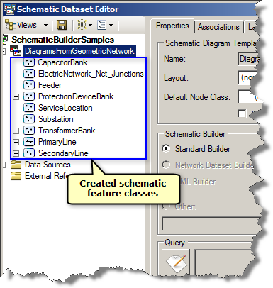 Imported schematic feature classes