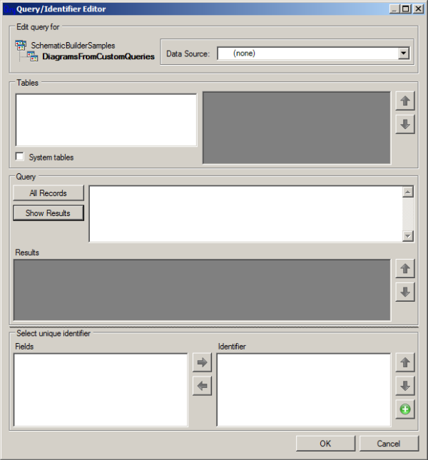 Query/Identifier Editor from diagram template - initial state