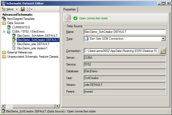 Open ESRI Sde data sources