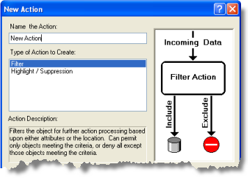 Auswählen der Layer-Aktion "Filter" für die neue Aktion