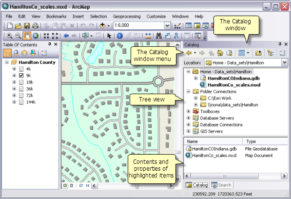 Das Fenster "Katalog" in ArcMap