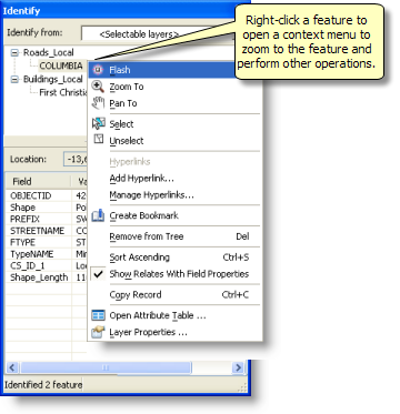 Interagieren mit identifizierten Features