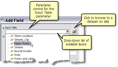 Parametersteuerelement für Eingabe-Tabelle