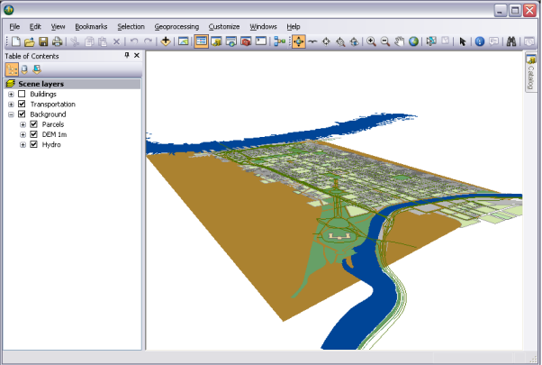 ArcScene-3D-Visualisierungsoberfläche