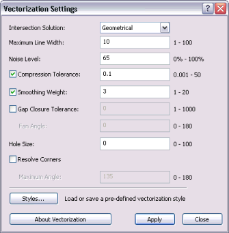 Ändern der Vektorisierungseinstellungen