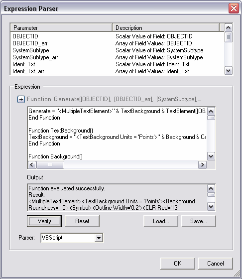 Expression Parser dialog box