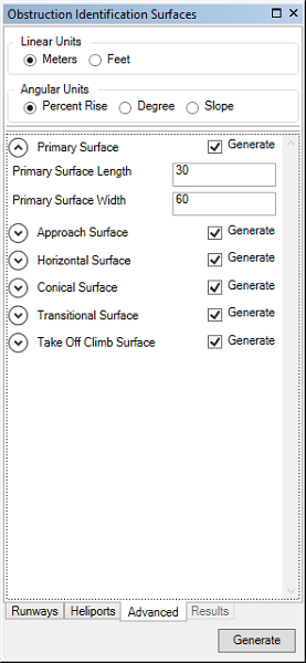 Advanced properties for the ICAO Annex 14 surfaces