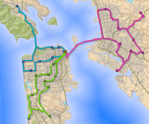 Karte mit einer Vehicle Routing Problem-Analyse