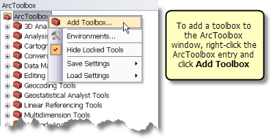 Hinzufügen einer Toolbox im ArcToolbox-Fenster