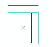 Ergebnis des Befehls "Parallel kopieren", wenn die ausgewählten Linien nicht als eine einzige Linie behandelt werden.