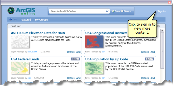 Startseite von ArcGIS Online